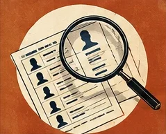 A magnifying glass over prospect files