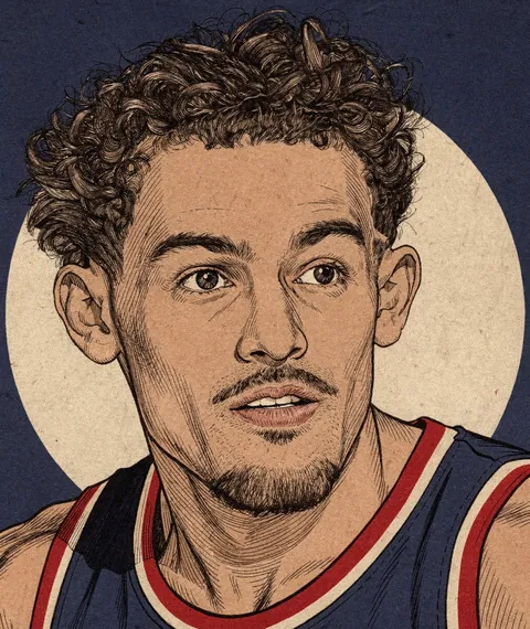 Illustrated portrait of Trae Young