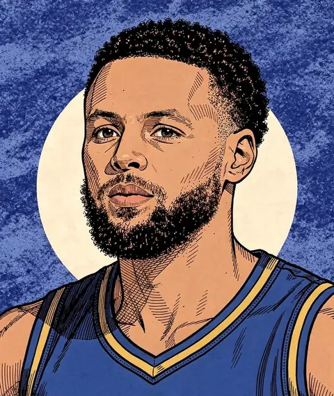 Illustrated portrait of Stephen Curry