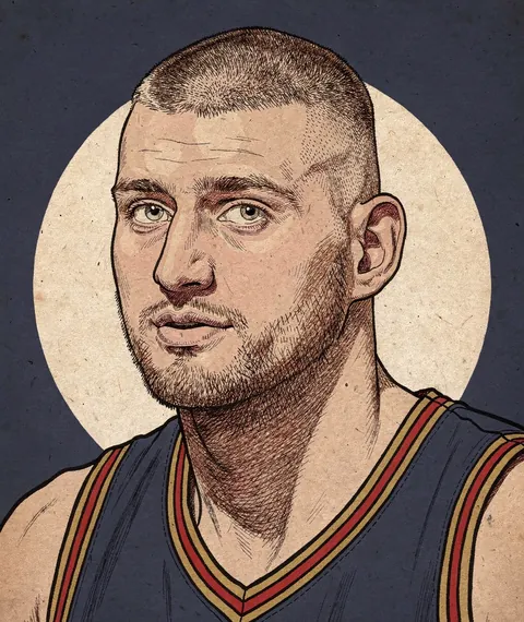 Illustrated portrait of Nikola Jokić